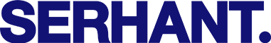 Blue Serhant logo followed by a period.